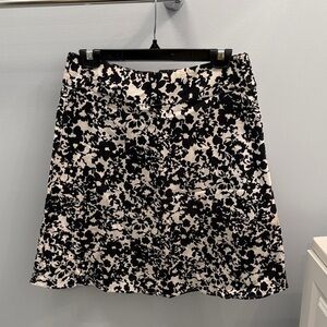 A.L.C. Black and White Floral A-Line Skirt